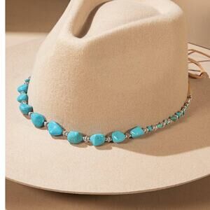 Turquoise Stone Nugget Hat Band with Suede Straps